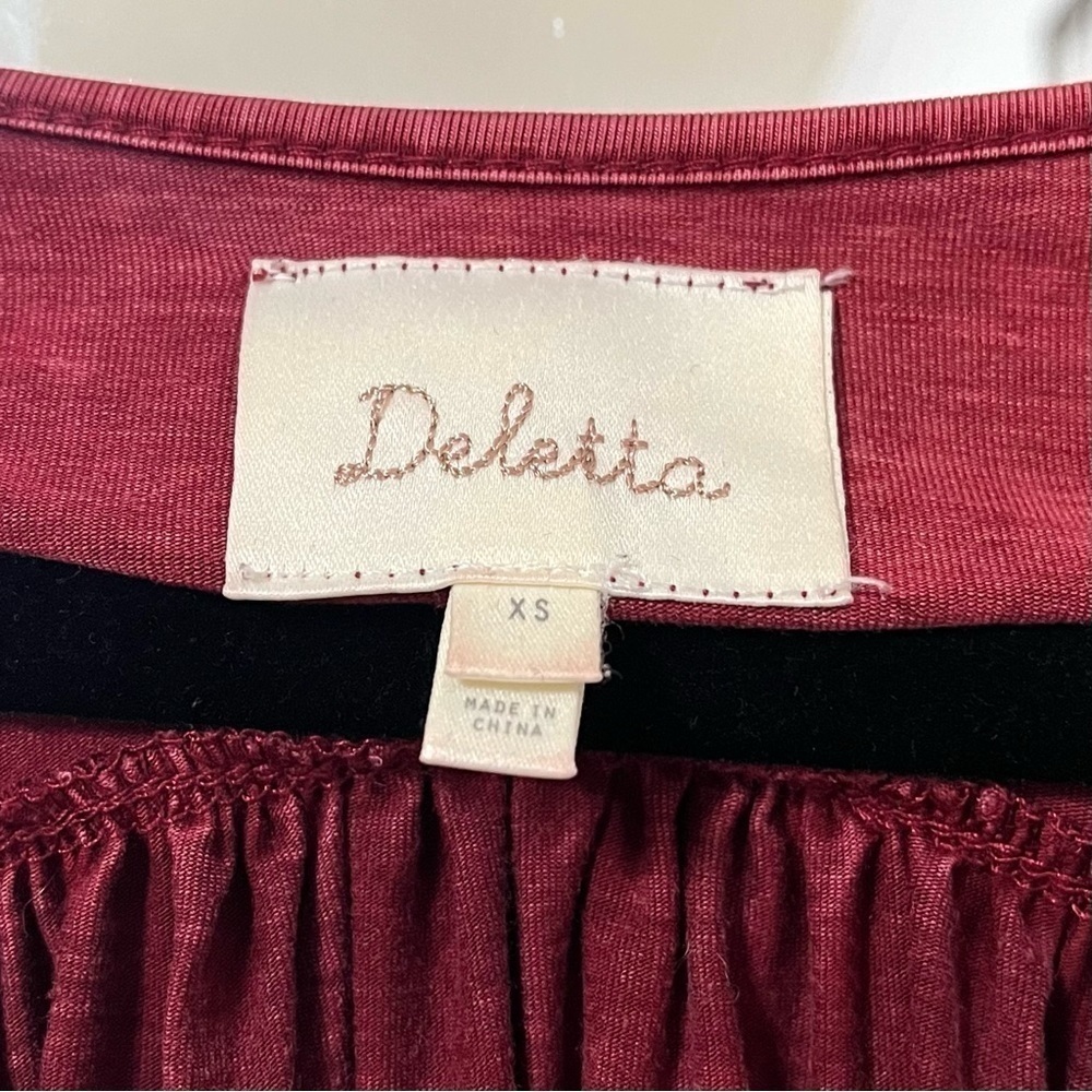 ANTHROPOLOGIE Deletta Sirpo Rust Red Wrap Pullover Bell Sleeve Size XS - Picture 8 of 10